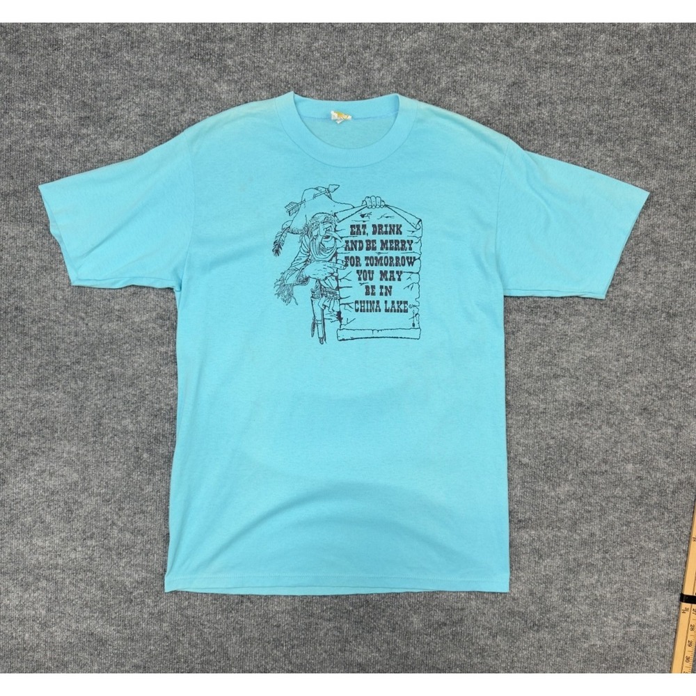 Vintage‎ 80s Velva Sheen China Lake Graphic T-Shirt XL USA Single Stitch